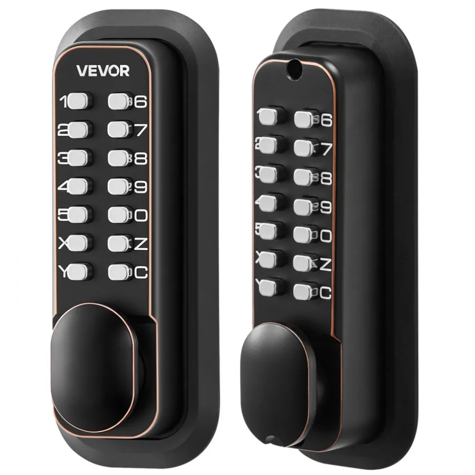 VEVOR Mechanical Keyless Entry Door Lock, 2.0 Code Upgrade, 4-7 Digits Code, Double-Sided Push Button Combination Mechanical Keypad Door Knob, Auto Locking, for Indoor or Outdoor, Oil-Rubbed Bronze