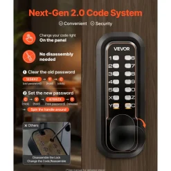 VEVOR Mechanical Keyless Entry Door Lock, 2.0 Code Upgrade, 4-7 Digits Code, Double-Sided Push Button Combination Mechanical Keypad Door Knob, Auto Locking, for Indoor or Outdoor, Oil-Rubbed Bronze