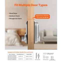 VEVOR Mechanical Keyless Entry Door Lock, 14 Key Mechanical Door Lock, Mechanical Keypad Door Lock with Adjustable Thumb Knob, Single-Side Zinc Alloy Waterproof Keyless Gate Lock, for Home Office