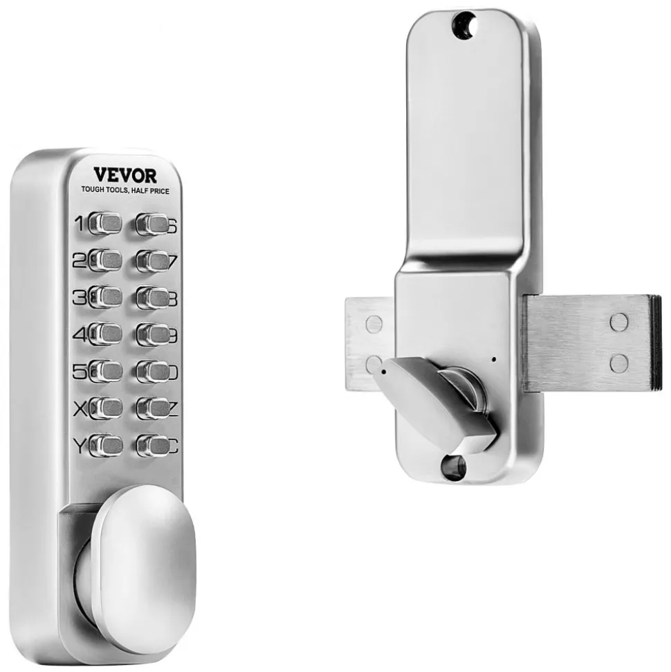 VEVOR Mechanical Keyless Entry Door Lock, 14 Key Mechanical Door Lock, Mechanical Keypad Door Lock with Adjustable Thumb Knob, Single-Side Zinc Alloy Waterproof Keyless Gate Lock, for Home Office
