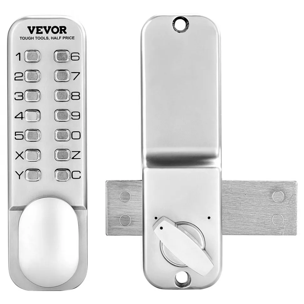 VEVOR Mechanical Keyless Entry Door Lock, 14 Key Mechanical Door Lock, Mechanical Keypad Door Lock with Adjustable Thumb Knob, Single-Side Zinc Alloy Waterproof Keyless Gate Lock, for Home Office