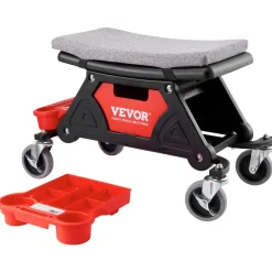 VEVOR Mechanics Stool, 300 LBS Capacity Rolling Mechanic Seat with 4