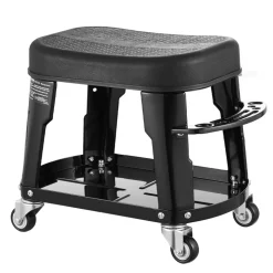 VEVOR Mechanic Stool, 300 lbs Capacity Garage Seat/Work Stool with Wheels, 360° Swivel Rolling Workshop Stool with Tool Tray and Screwdriver Rack, Heavy-Duty, for Garage, Shop & Auto Repair, Black