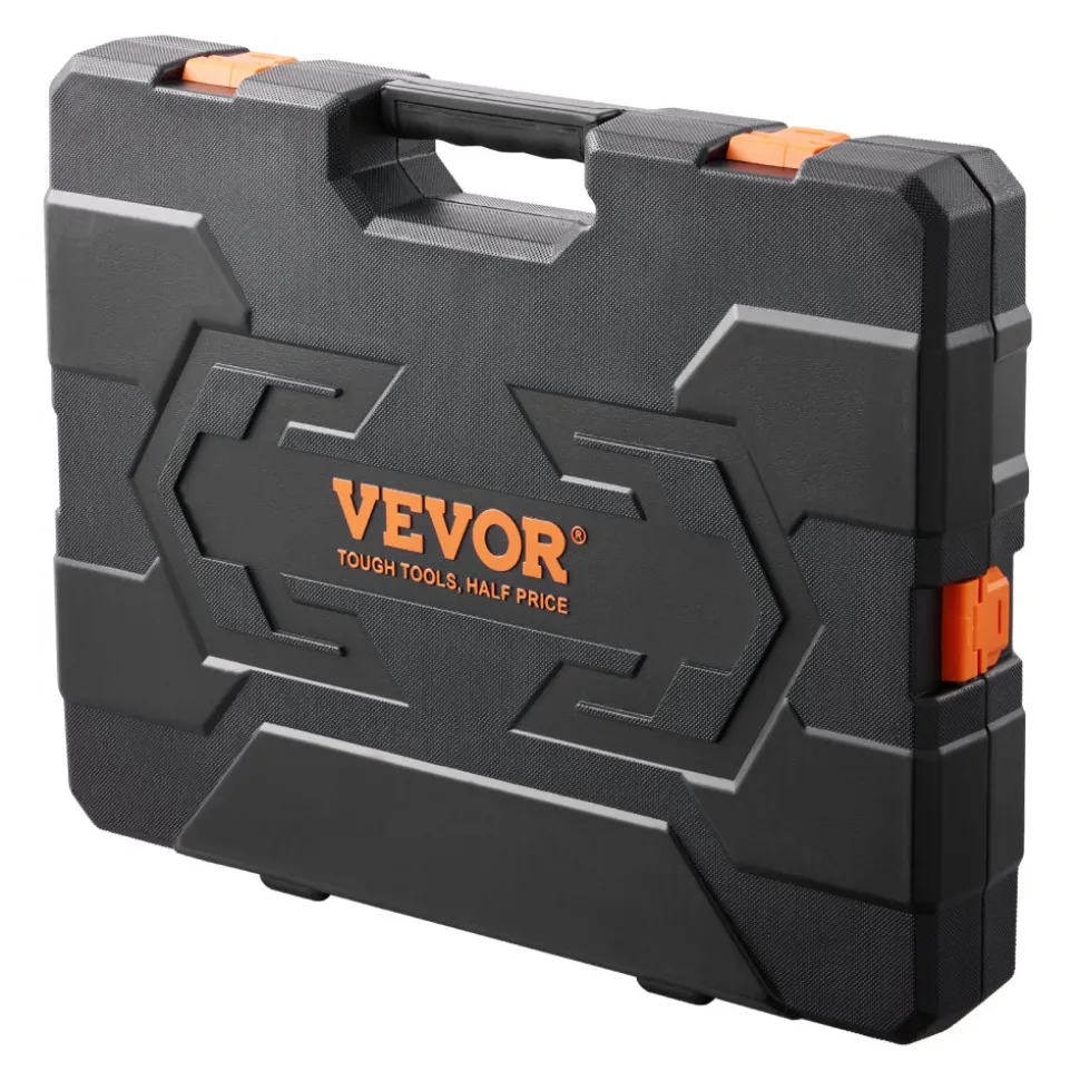 VEVOR Mechanics Tool Set and Socket Set, 1/4" 3/8" 1/2" Drive Deep and Standard Sockets, 205 Pcs SAE and Metric Mechanic Tool Kit with Bits, Combination Wrench, Hex Wrenches, Accessories, Storage Case