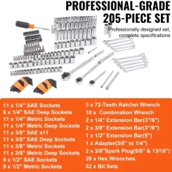 VEVOR Mechanics Tool Set and Socket Set, 1/4