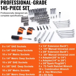 VEVOR Mechanics Tool Set and Socket Set, 1/4