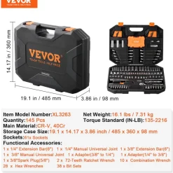 VEVOR Mechanics Tool Set and Socket Set, 1/4