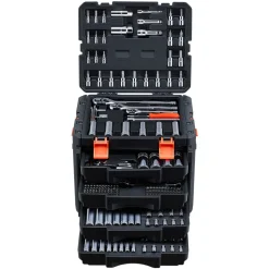 VEVOR Mechanics Tool Set, 297-Piece Mechanic Tool Kit, 1/4 in, 3/8 in, and 1/2 in Drive, SAE and Metric Socket Set, Wrenches, Screwdriver Bits, Accessories, and Storage Case, for Automotive Repair