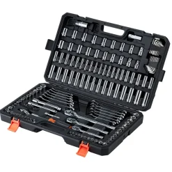 VEVOR Mechanics Tool Set, 159-Piece Mechanic Tool Kit, 1/4 in, 3/8 in, and 1/2 in Drive, SAE and Metric Socket Set, Wrenches, Screwdriver Bits, Accessories, and Storage Case, for Automotive Repair