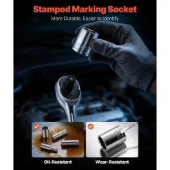 VEVOR Mechanics Tool Set, 230-Piece Mechanic Tool Kit, 1/4 in, 3/8 in, and 1/2 in Drive, SAE and Metric Socket Set, Wrenches, Screwdriver Bits, Accessories, and Storage Case, for Automotive Repair