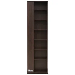 VEVOR Media Storage Cabinet, CD Rack Tower, 34 Compartments Rotating Media Tower Rack for CDs, DVDs, Books and Game Discs, DVD Stand for Living Room, Home Office and Recording Room, Brown
