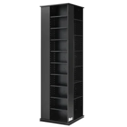 VEVOR Media Storage Cabinet, CD Rack Tower, 34 Compartments Rotating Media Tower Rack for CDs, DVDs, Books and Game Discs, DVD Stand for Living Room, Home Office and Recording Room, Black
