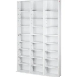 VEVOR Media Storage Cabinet, 9-layer DVD Shelf Holds up to 756 CDs, Adjustable CD Shelves 27 Compartments, Protects & Organizes Music, Movie, Video Games or Memorabilia Collections,White