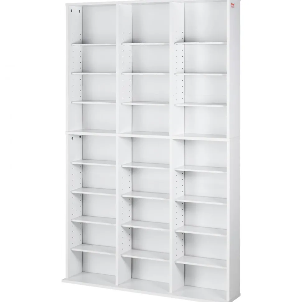 VEVOR Media Storage Cabinet, 9-layer DVD Shelf Holds up to 756 CDs, Adjustable CD Shelves 27 Compartments, Protects & Organizes Music, Movie, Video Games or Memorabilia Collections,White