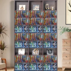 VEVOR Media Storage Cabinet, 9-layer DVD Shelf Holds up to 756 CDs, Adjustable CD Shelves 27 Compartments, Protects & Organizes Music, Movie, Video Games or Memorabilia Collections, Espresso