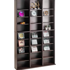 VEVOR Media Storage Cabinet, 9-layer DVD Shelf Holds up to 756 CDs, Adjustable CD Shelves 27 Compartments, Protects & Organizes Music, Movie, Video Games or Memorabilia Collections, Espresso