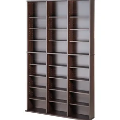 VEVOR Media Storage Cabinet, 9-layer DVD Shelf Holds up to 756 CDs, Adjustable CD Shelves 27 Compartments, Protects & Organizes Music, Movie, Video Games or Memorabilia Collections, Espresso