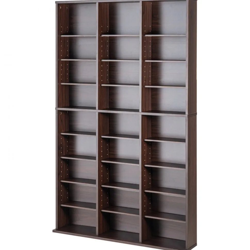 VEVOR Media Storage Cabinet, 9-layer DVD Shelf Holds up to 756 CDs, Adjustable CD Shelves 27 Compartments, Protects & Organizes Music, Movie, Video Games or Memorabilia Collections, Espresso