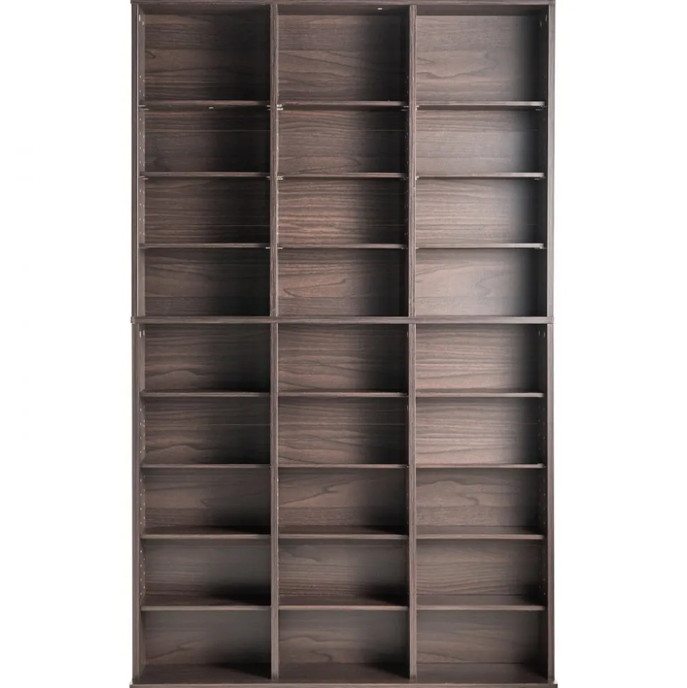 VEVOR Media Storage Cabinet, 9-layer DVD Shelf Holds up to 756 CDs, Adjustable CD Shelves 27 Compartments, Protects & Organizes Music, Movie, Video Games or Memorabilia Collections, Espresso