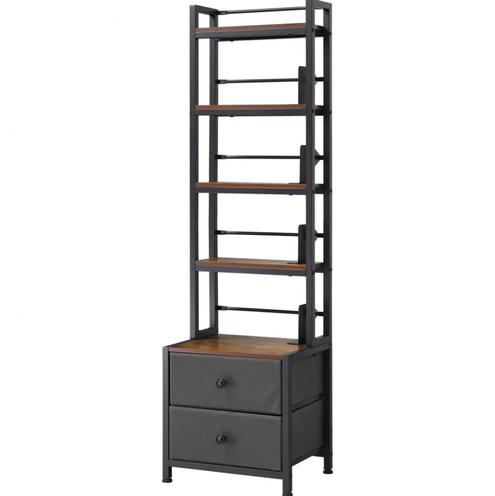 VEVOR Media Storage Cabinet, 4-Shelf DVD Shelf Organizer with Drawers, 15.75 x 11.81 x 56.50 in Multimedia Storage Organizer for CDs, DVDs, Books and Games, CD Cabinet for Living Room, Home Office