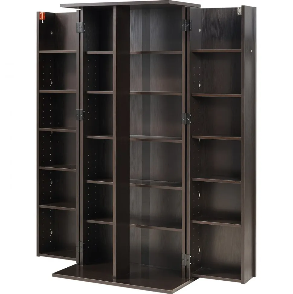 VEVOR Media Storage Cabinet, 6-Tier DVD Shelf Organizer, 24.02 x 14.49 x 50 in Multimedia Storage Organizer for CDs, DVDs, Books, Games, CD Shelf for Living Room, Home Office, Recording Room, Black