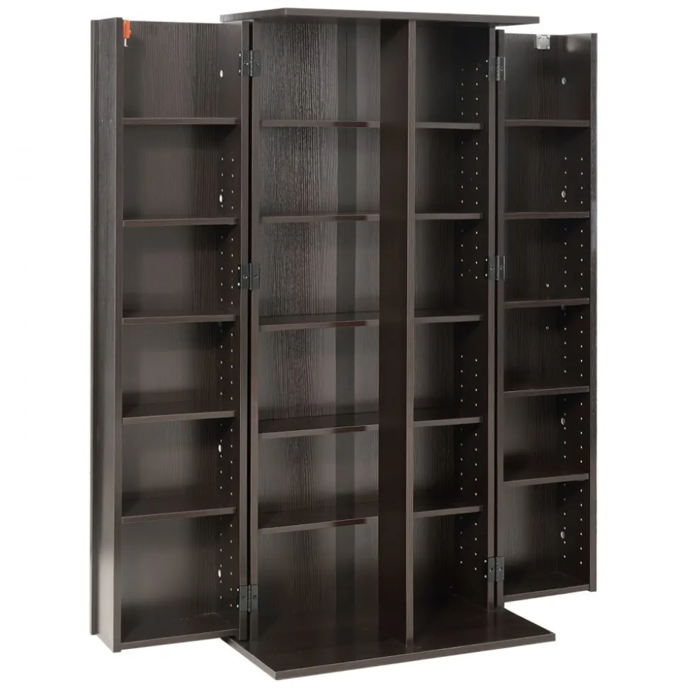 VEVOR Media Storage Cabinet, 6-Tier DVD Shelf Organizer, 24.02 x 14.49 x 50 in Multimedia Storage Organizer for CDs, DVDs, Books, Games, CD Shelf for Living Room, Home Office, Recording Room, Black