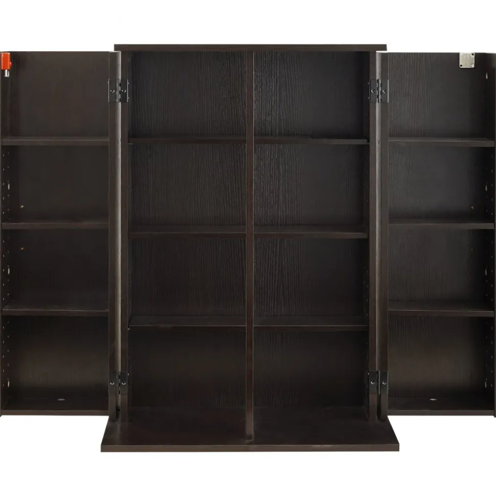 VEVOR Media Storage Cabinet, 4-Tier DVD Shelf Organizer, 24.02 x 14.49 x 33.31 in Multimedia Storage Organizer for CDs, DVDs, Books, Games, CD Shelf for Living Room, Home Office, Recording Room, Brown
