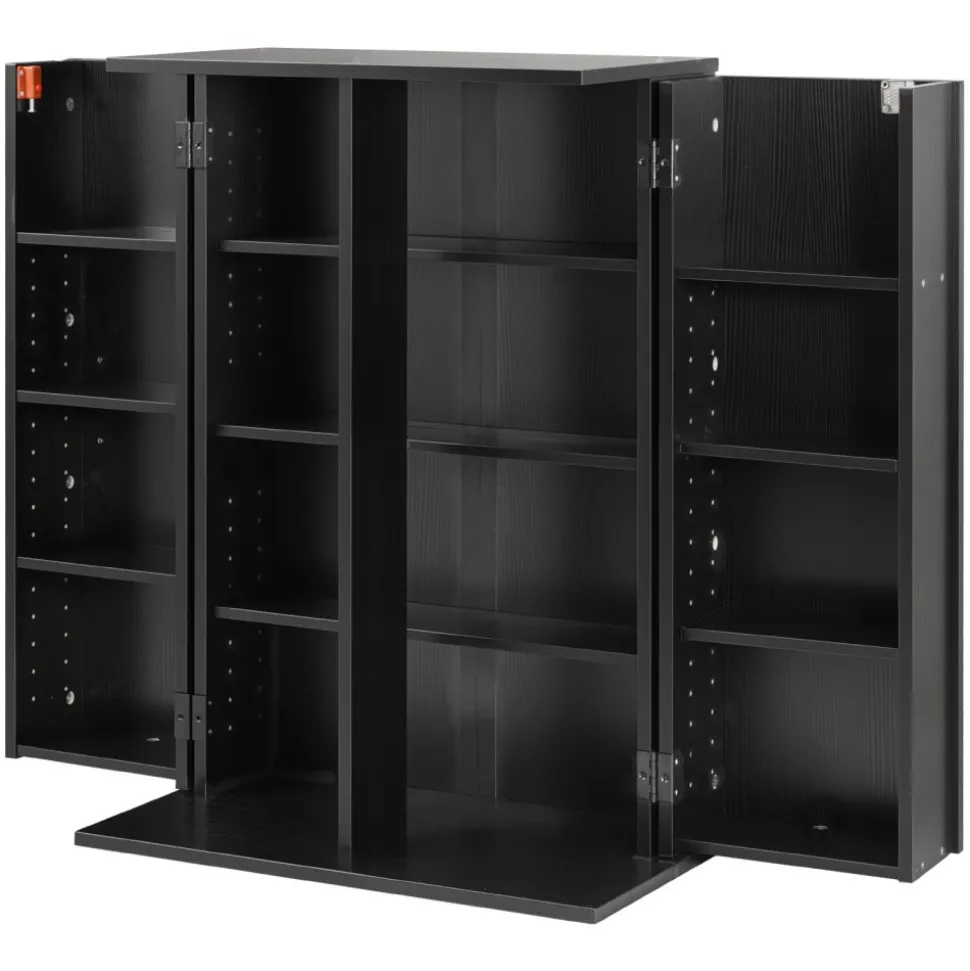 VEVOR Media Storage Cabinet, 7-Tier DVD Shelf Organizer, 27.56 x 11.81 x 55.12 in Multimedia Storage Organizer for CDs, DVDs, Books and Games, CD Shelf for Living Room, Home Office, Recording Room