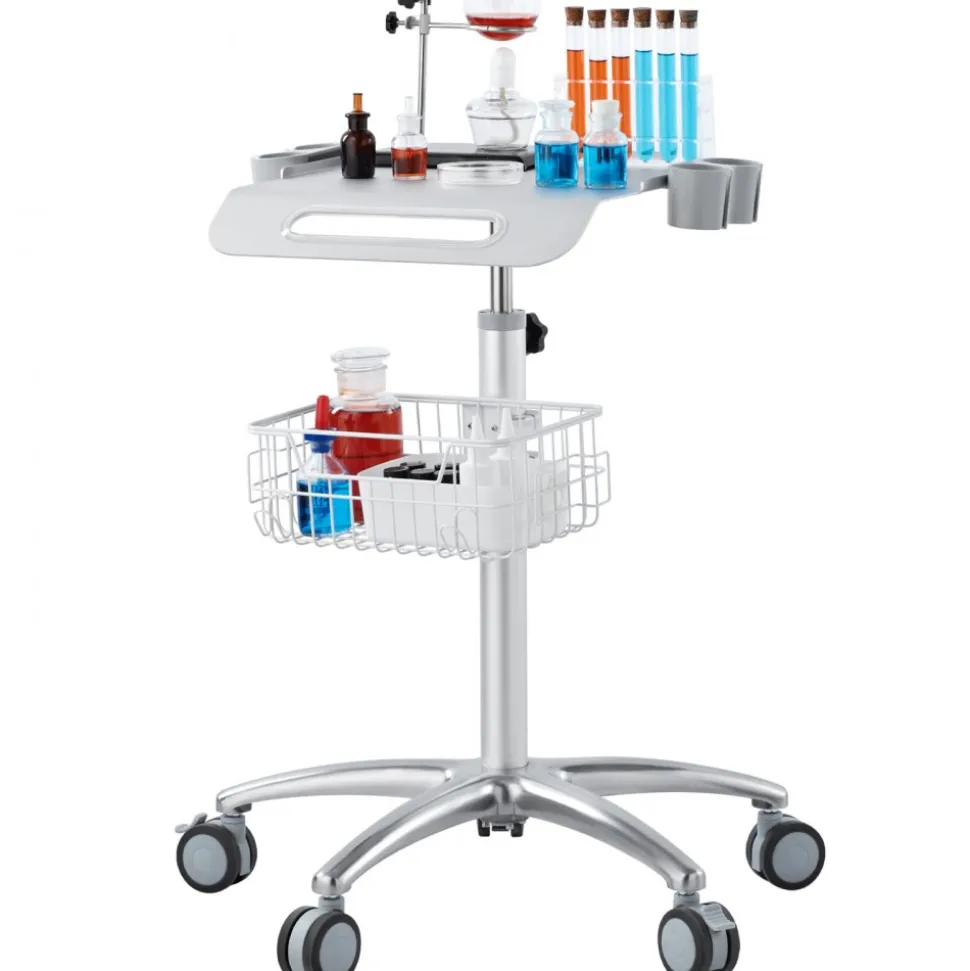 VEVOR Medical Cart, Salon Cart with Wheels, Mobile Trolley Cart 26.77"-42.91" Height Adjustable, Metal Salon Stations for Hair Stylist, Rolling Desktop Lab Cart for Clinic, Beauty and Salon