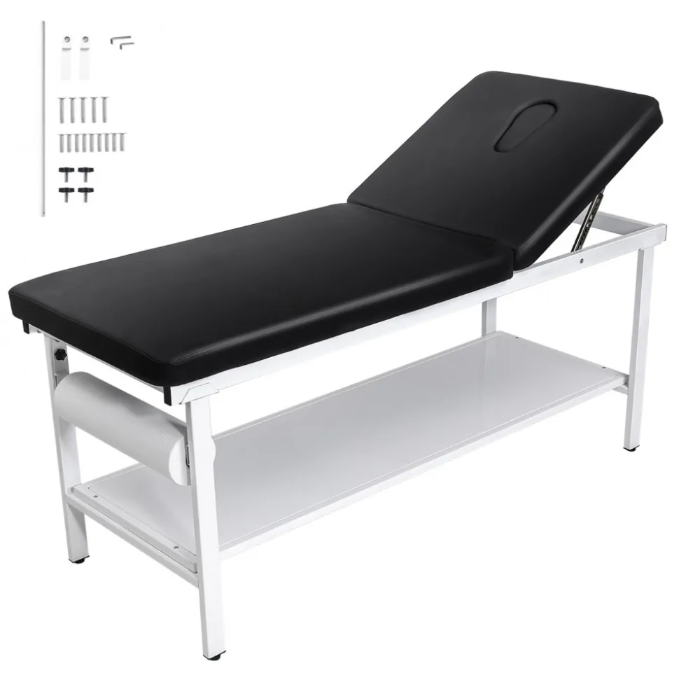 VEVOR Medical Exam Table, 500LBS Loading Medical Examination Bed with 0°–40° Adjustable Backrest, Physical Therapy Exam Table with Storage Shelf & Paper Roll Dispenser for Hospital Clinic Rehab Center