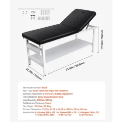 VEVOR Medical Exam Table, 500LBS Loading Medical Examination Bed with 0°–40° Adjustable Backrest, Physical Therapy Exam Table with Storage Shelf & Paper Roll Dispenser for Hospital Clinic Rehab Center