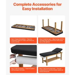 VEVOR Medical Exam Table, Wooden Framed Medical Examination Bed, Physical Therapy Exam Table with Adjustable Backrest, Storage Shelf & Paper Roll Dispenser for Hospitals Clinics Rehab Centers, 500LBS