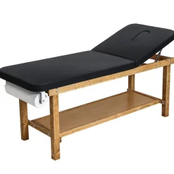 VEVOR Medical Exam Table, Wooden Framed Medical Examination Bed, Physical Therapy Exam Table with Adjustable Backrest, Storage Shelf & Paper Roll Dispenser for Hospitals Clinics Rehab Centers, 500LBS