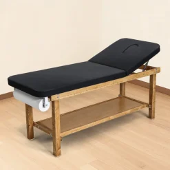 VEVOR Medical Exam Table, Wooden Framed Medical Examination Bed, Physical Therapy Exam Table with Adjustable Backrest, Storage Shelf & Paper Roll Dispenser for Hospitals Clinics Rehab Centers, 500LBS