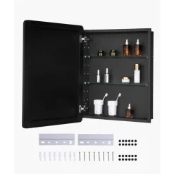 VEVOR Medicine Cabinet, 24 x 30 inch, Medicine Cabinet for Bathroom with Mirror, Aluminum Frame Bathroom Wall Cabinet, 2-layer Adjustable Shelves, Recessed & Wall-mounted Installation