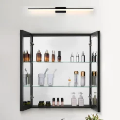 VEVOR Medicine Cabinet, 26 x 30 inch, Medicine Cabinet for Bathroom with Mirror, Aluminum Frame Bathroom Wall Cabinet, 2-layer Adjustable Shelves, Recessed & Wall-mounted Installation
