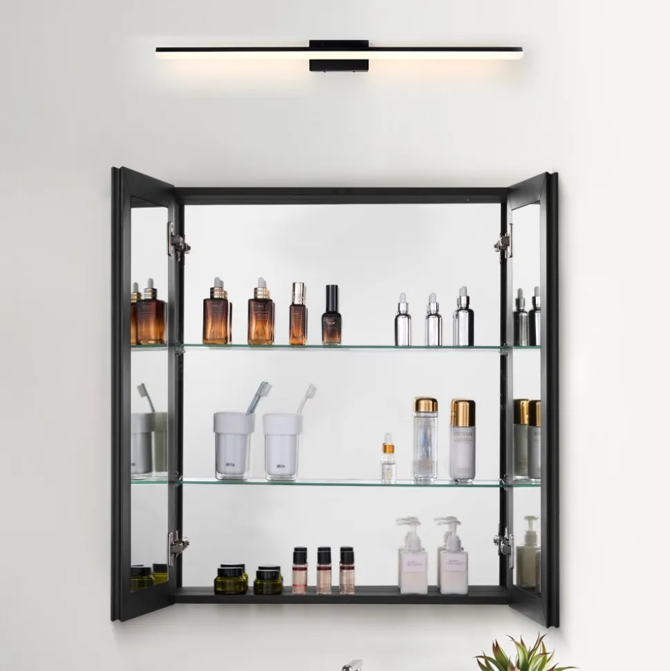 VEVOR Medicine Cabinet, 26 x 30 inch, Medicine Cabinet for Bathroom with Mirror, Aluminum Frame Bathroom Wall Cabinet, 2-layer Adjustable Shelves, Recessed & Wall-mounted Installation