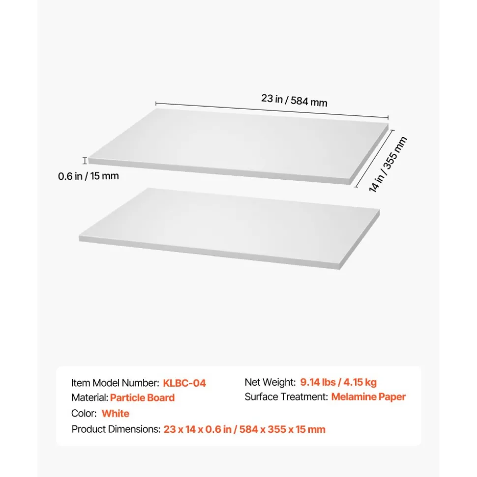 VEVOR Melamine Shelves, 2 Piece, Wooden Cabinet Shelves Cut to Size for Closet System, Replacement Cabinet Shelf, Versatile Use Wardrobe Board for Closets, Cabinets, or any custom Shelving Needs