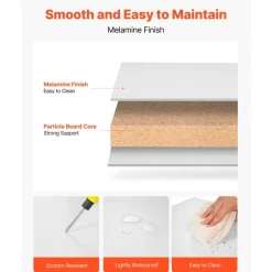 VEVOR Melamine Shelves, 2 Piece, Wooden Cabinet Shelves Cut to Size for Closet System, Replacement Cabinet Shelf, Versatile Use Wardrobe Board for Closets, Cabinets, or any custom Shelving Needs