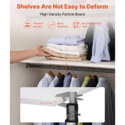 VEVOR Melamine Shelves, 2 Piece, Wooden Cabinet Shelves Cut to Size for Closet System, Replacement Cabinet Shelf, Versatile Use Wardrobe Board for Closets, Cabinets, or any custom Shelving Needs