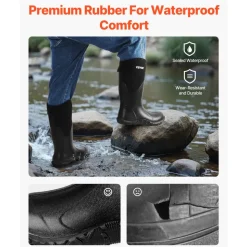 VEVOR Men's Rubber Boots, Protective Footwear, Waterproof Anti Slip Hunting Boots, Gardening Insulated Mud Boots, Protective Footwear, Lightweight & Durable, for Manufacturing, Farming, Size 12 US