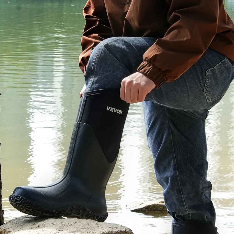 VEVOR Men's Rubber Boots, Protective Footwear, Waterproof Anti Slip Hunting Boots, Gardening Insulated Mud Boots, Protective Footwear, Lightweight & Durable, for Manufacturing, Farming, Size 12 US