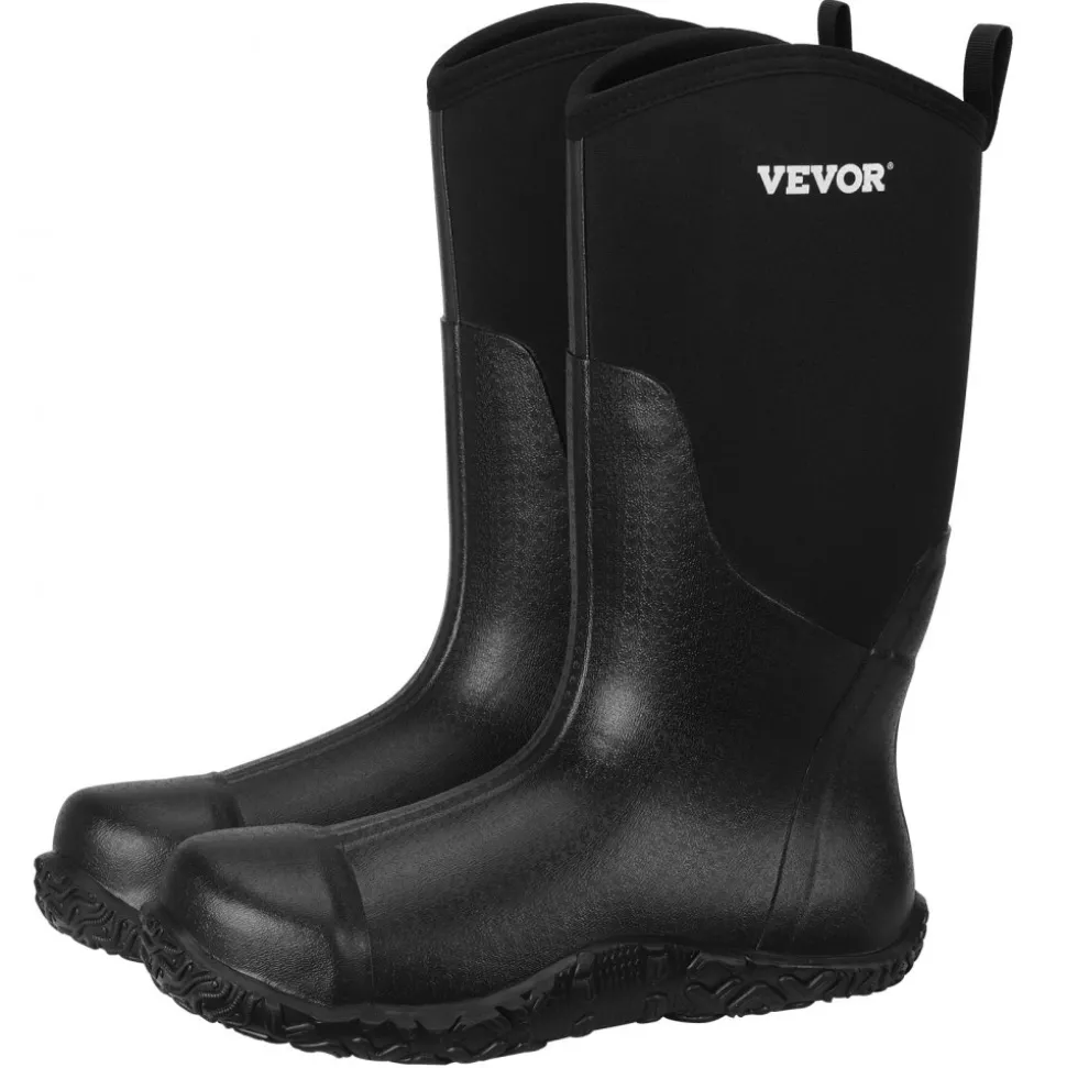 VEVOR Men's Steel Toe Rubber Boots, Protective Footwear, Waterproof Rain Fishing Boots, Outdoor Non-Slip Work Shoes, Lightweight and Durable, for Manufacturing, Construction, Farming, Size 13 US