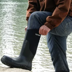 VEVOR Men's Steel Toe Rubber Boots, Protective Footwear, Waterproof Rain Fishing Boots, Outdoor Non-Slip Work Shoes, Lightweight and Durable, for Manufacturing, Construction, Farming, Size 13 US