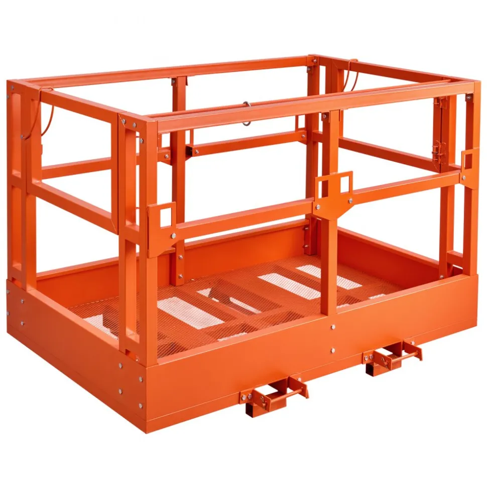 VEVOR Mesh Telehandler Work Platform, 48 x 73.9 Inch, Man Safety Basket, 2000 lbs Capacity, Forklift Telehandler Attachment, Safety Cage, Heavy Duty Carbon Steel, for Most Aerial Jobs Lifting Loader