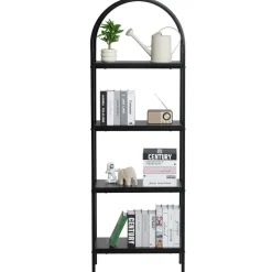 VEVOR Metal Bookshelf, 4-Tier Arched Industrial Bookshelf, Small Rustic Vintage Storage Bookcase with Open Shelves, Freestanding Display Shelving Unit Storage Rack, for Living room, Bedroom & Office