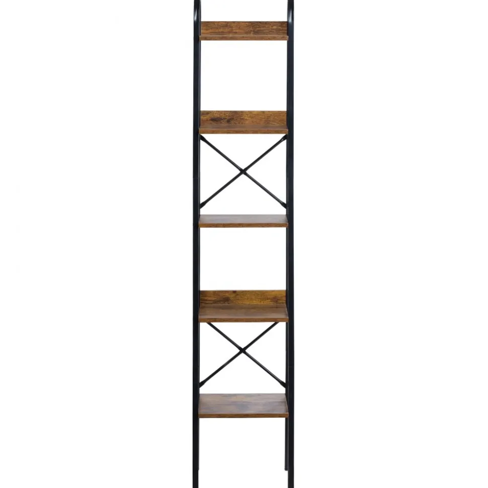 VEVOR Metal Bookshelf, 5-Tier Industrial Bookshelf, Tall Narrow Rustic Vintage Storage Bookcase with Open Shelves, Freestanding Display Shelving Unit Storage Rack, for Living room, Bedroom & Office