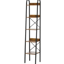 VEVOR Metal Bookshelf, 5-Tier Industrial Bookshelf, Tall Narrow Rustic Vintage Storage Bookcase with Open Shelves, Freestanding Display Shelving Unit Storage Rack, for Living room, Bedroom & Office