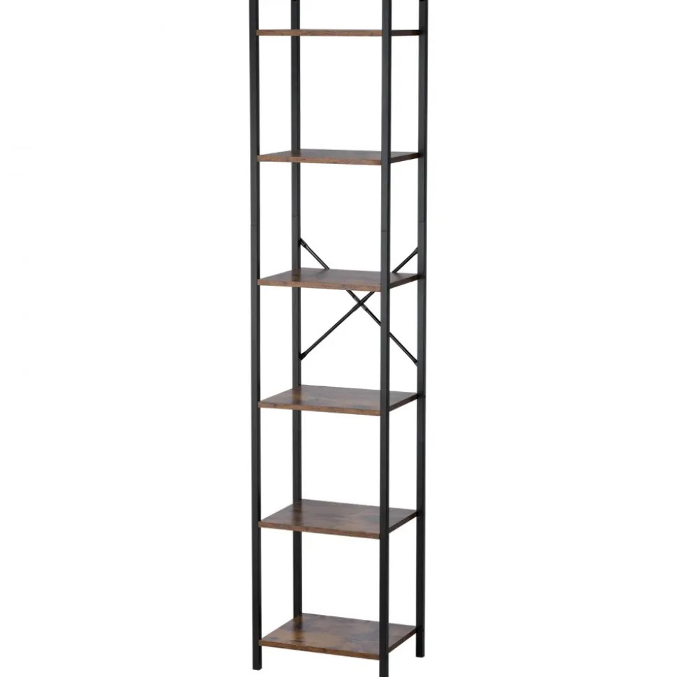 VEVOR Metal Bookshelf, 6-Tier Industrial Bookcase, Tall Narrow Rustic Vintage Storage Bookshelf with Open Shelves, Freestanding Display Shelving Unit Storage Rack, for Living room, Bedroom & Office