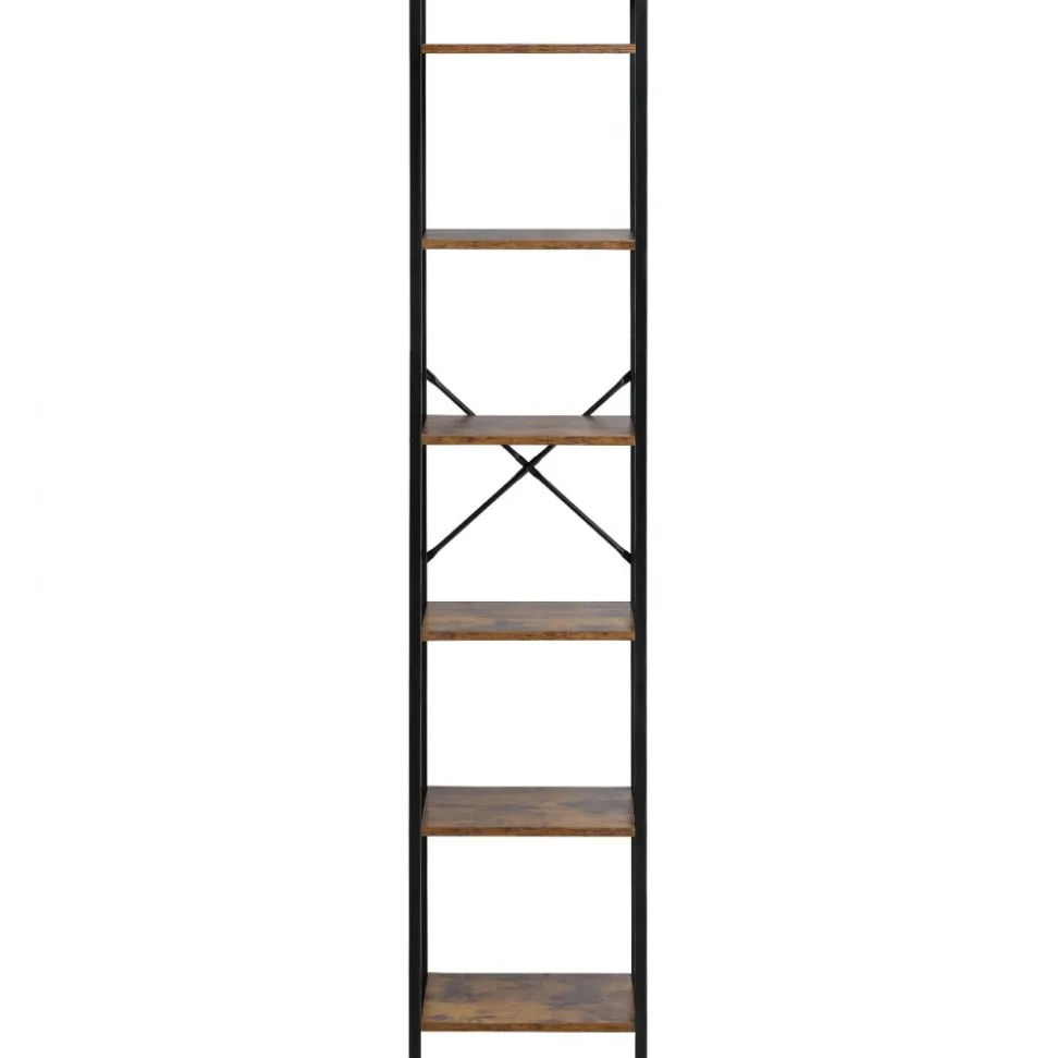 VEVOR Metal Bookshelf, 6-Tier Industrial Bookcase, Tall Narrow Rustic Vintage Storage Bookshelf with Open Shelves, Freestanding Display Shelving Unit Storage Rack, for Living room, Bedroom & Office